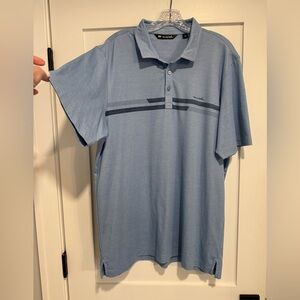 Travis Mathew Men's Blue Short Sleeve Polo Shirt, Size XXL
